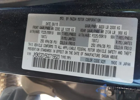 2016 Mazda Cx-5 Grand Touring from USA, damaged, VIN JM3KE2DY5G0715623